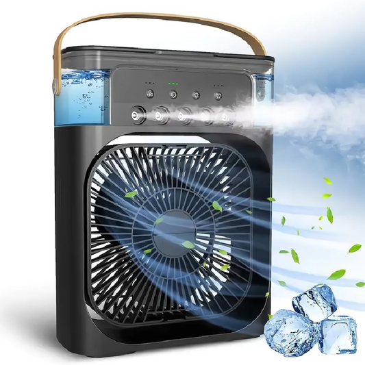 Ventilador portátil 3-en-1 con niebla fría